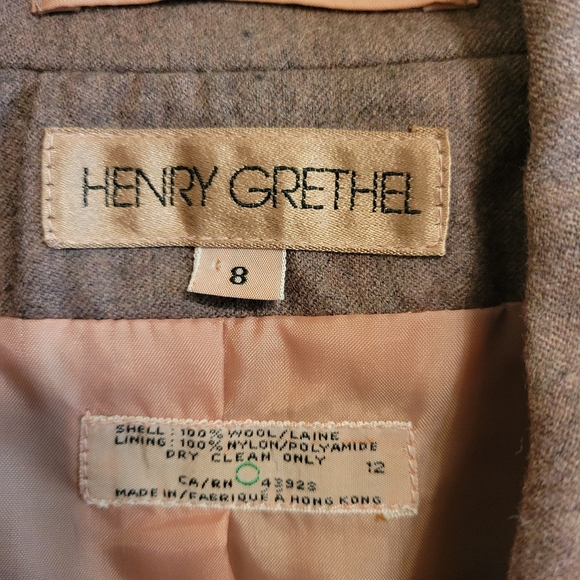 Henry Greyhel women's  mauve wool two-piece pants suit set size 8 petite - Picture 5 of 15